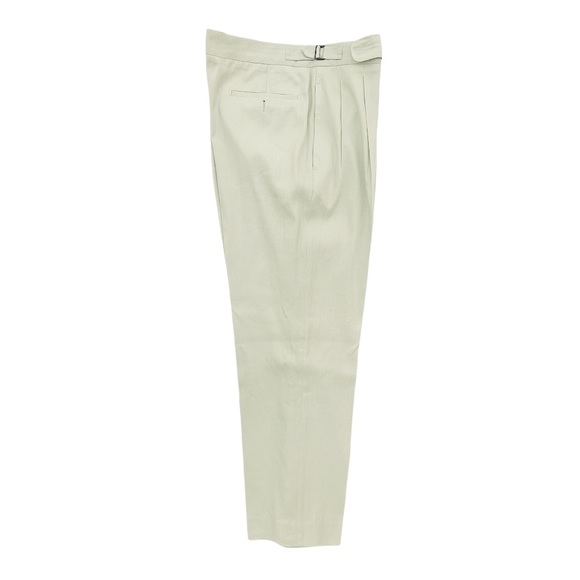 Avi Rossini Designer Beige Linen Pleated Resort Casual Pants